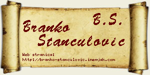 Branko Stančulović vizit kartica